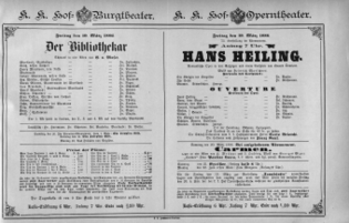Theaterzettel (Oper und Burgtheater in Wien) 18860319 Seite: 1