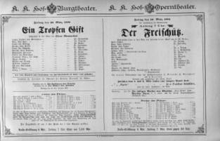 Theaterzettel (Oper und Burgtheater in Wien) 18860326 Seite: 1
