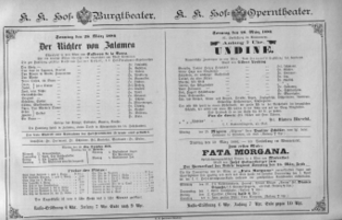 Theaterzettel (Oper und Burgtheater in Wien) 18860328 Seite: 1