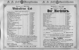 Theaterzettel (Oper und Burgtheater in Wien) 18860405 Seite: 1