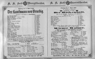 Theaterzettel (Oper und Burgtheater in Wien) 18860406 Seite: 1