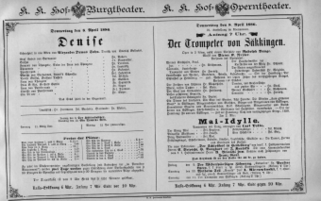 Theaterzettel (Oper und Burgtheater in Wien) 18860408 Seite: 1