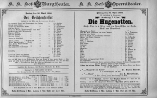 Theaterzettel (Oper und Burgtheater in Wien) 18860416 Seite: 1