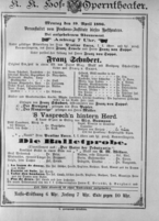 Theaterzettel (Oper und Burgtheater in Wien) 18860419 Seite: 1