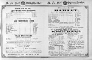 Theaterzettel (Oper und Burgtheater in Wien) 18860505 Seite: 1