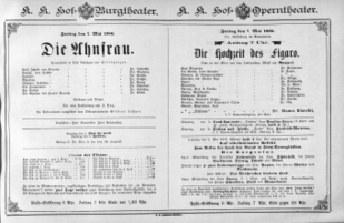 Theaterzettel (Oper und Burgtheater in Wien) 18860507 Seite: 1