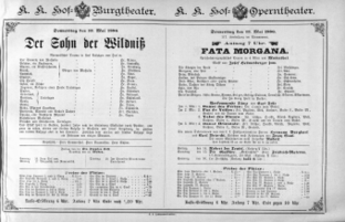 Theaterzettel (Oper und Burgtheater in Wien) 18860513 Seite: 1