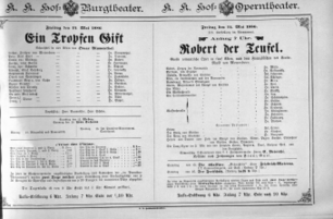 Theaterzettel (Oper und Burgtheater in Wien) 18860514 Seite: 1