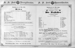 Theaterzettel (Oper und Burgtheater in Wien) 18860515 Seite: 1