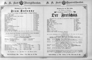 Theaterzettel (Oper und Burgtheater in Wien) 18860516 Seite: 1
