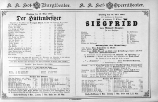 Theaterzettel (Oper und Burgtheater in Wien) 18860518 Seite: 1