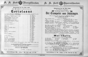 Theaterzettel (Oper und Burgtheater in Wien) 18860520 Seite: 1