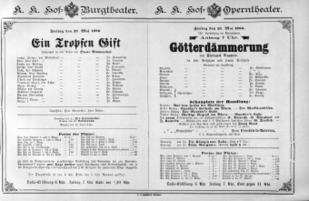 Theaterzettel (Oper und Burgtheater in Wien) 18860521 Seite: 1