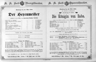 Theaterzettel (Oper und Burgtheater in Wien) 18860522 Seite: 1