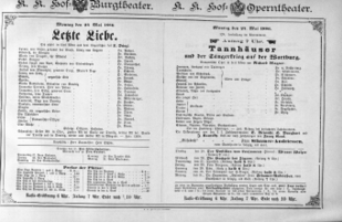Theaterzettel (Oper und Burgtheater in Wien) 18860524 Seite: 1
