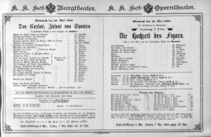 Theaterzettel (Oper und Burgtheater in Wien) 18860526 Seite: 1