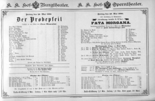 Theaterzettel (Oper und Burgtheater in Wien) 18860528 Seite: 1