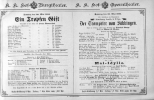Theaterzettel (Oper und Burgtheater in Wien) 18860530 Seite: 1
