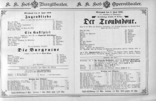 Theaterzettel (Oper und Burgtheater in Wien) 18860602 Seite: 1
