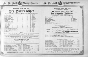 Theaterzettel (Oper und Burgtheater in Wien) 18860603 Seite: 1