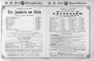 Theaterzettel (Oper und Burgtheater in Wien) 18860604 Seite: 1