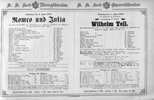 Theaterzettel (Oper und Burgtheater in Wien) 18860605 Seite: 1