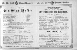 Theaterzettel (Oper und Burgtheater in Wien) 18860606 Seite: 1