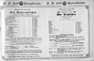 Theaterzettel (Oper und Burgtheater in Wien) 18860607 Seite: 1