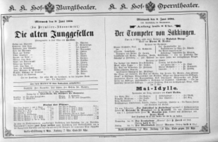 Theaterzettel (Oper und Burgtheater in Wien) 18860609 Seite: 1