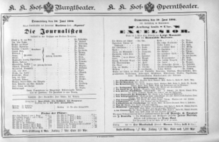 Theaterzettel (Oper und Burgtheater in Wien) 18860610 Seite: 1
