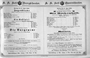 Theaterzettel (Oper und Burgtheater in Wien) 18860611 Seite: 1