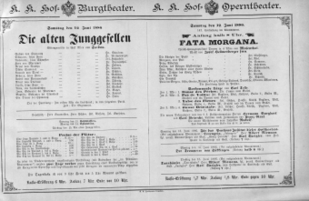 Theaterzettel (Oper und Burgtheater in Wien) 18860612 Seite: 1