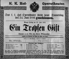 Theaterzettel (Oper und Burgtheater in Wien) 18860624 Seite: 1