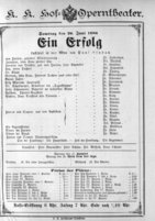 Theaterzettel (Oper und Burgtheater in Wien) 18860626 Seite: 1