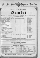 Theaterzettel (Oper und Burgtheater in Wien) 18860627 Seite: 1
