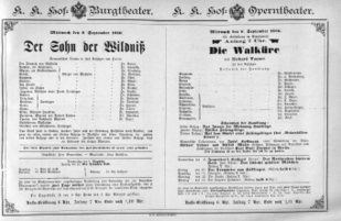 Theaterzettel (Oper und Burgtheater in Wien) 18860908 Seite: 1