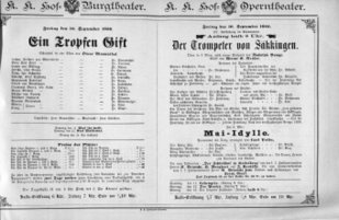 Theaterzettel (Oper und Burgtheater in Wien) 18860910 Seite: 1