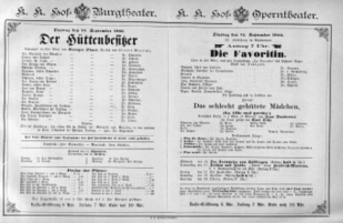 Theaterzettel (Oper und Burgtheater in Wien) 18860914 Seite: 1