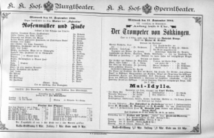 Theaterzettel (Oper und Burgtheater in Wien) 18860915 Seite: 1