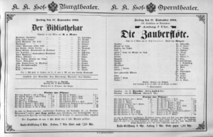 Theaterzettel (Oper und Burgtheater in Wien) 18860917 Seite: 1