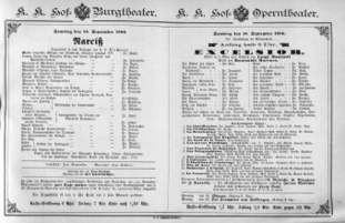 Theaterzettel (Oper und Burgtheater in Wien) 18860918 Seite: 1