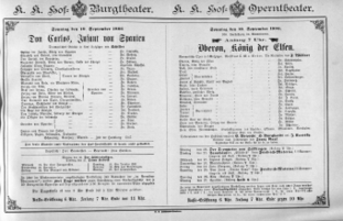 Theaterzettel (Oper und Burgtheater in Wien) 18860919 Seite: 1