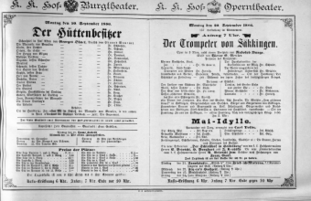 Theaterzettel (Oper und Burgtheater in Wien) 18860920 Seite: 1