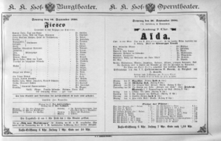 Theaterzettel (Oper und Burgtheater in Wien) 18860926 Seite: 1