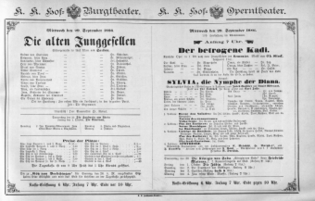 Theaterzettel (Oper und Burgtheater in Wien) 18860929 Seite: 1