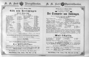 Theaterzettel (Oper und Burgtheater in Wien) 18861015 Seite: 1