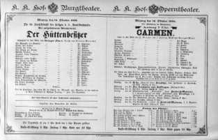 Theaterzettel (Oper und Burgtheater in Wien) 18861018 Seite: 1