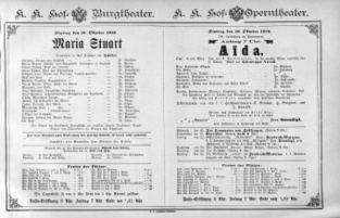 Theaterzettel (Oper und Burgtheater in Wien) 18861019 Seite: 1