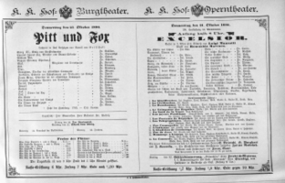 Theaterzettel (Oper und Burgtheater in Wien) 18861021 Seite: 1