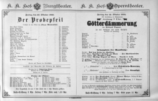 Theaterzettel (Oper und Burgtheater in Wien) 18861022 Seite: 1